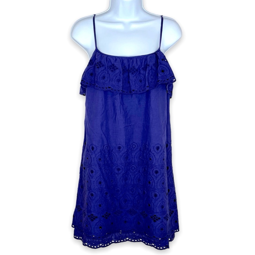 Alex + Alex Blue Eyelet Lace Sleeveless Dress Size S